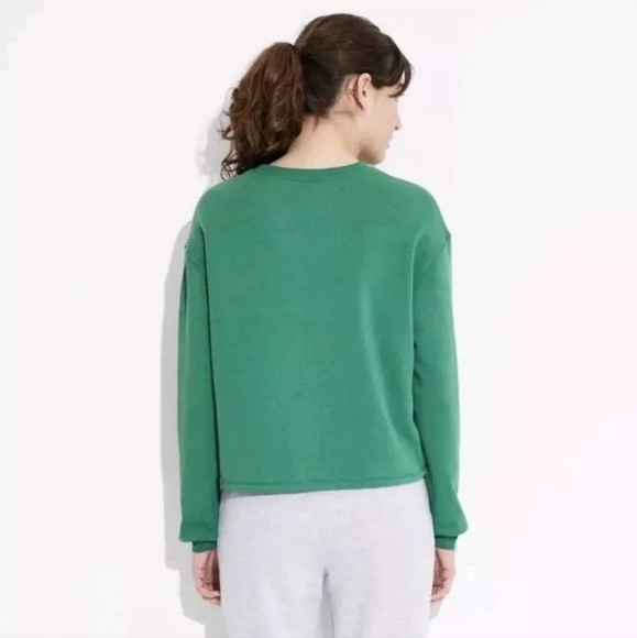 Hello Kitty Athletic Dept. Graphic Cropped Long Sleeve Sweatshirt ~ Green - Picture 2 of 15